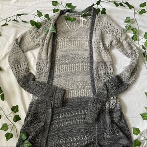 Long Ombré Gray Sweater Cardigan